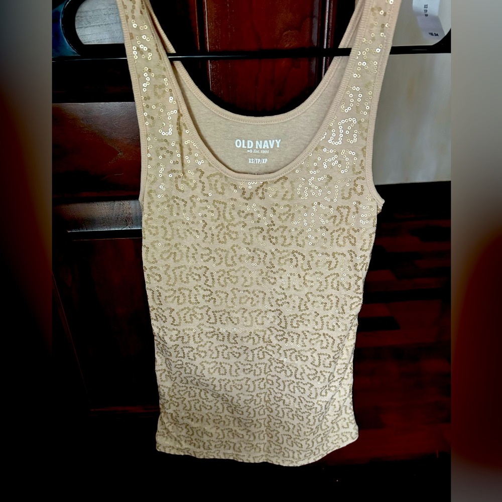 Beige old navy tank top with sequins